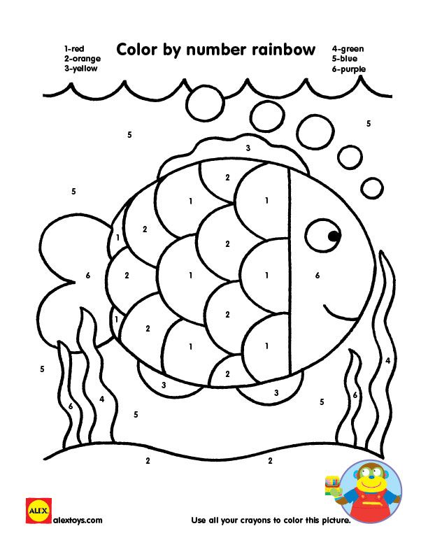 Free Printable Color By Number Rainbow Fish